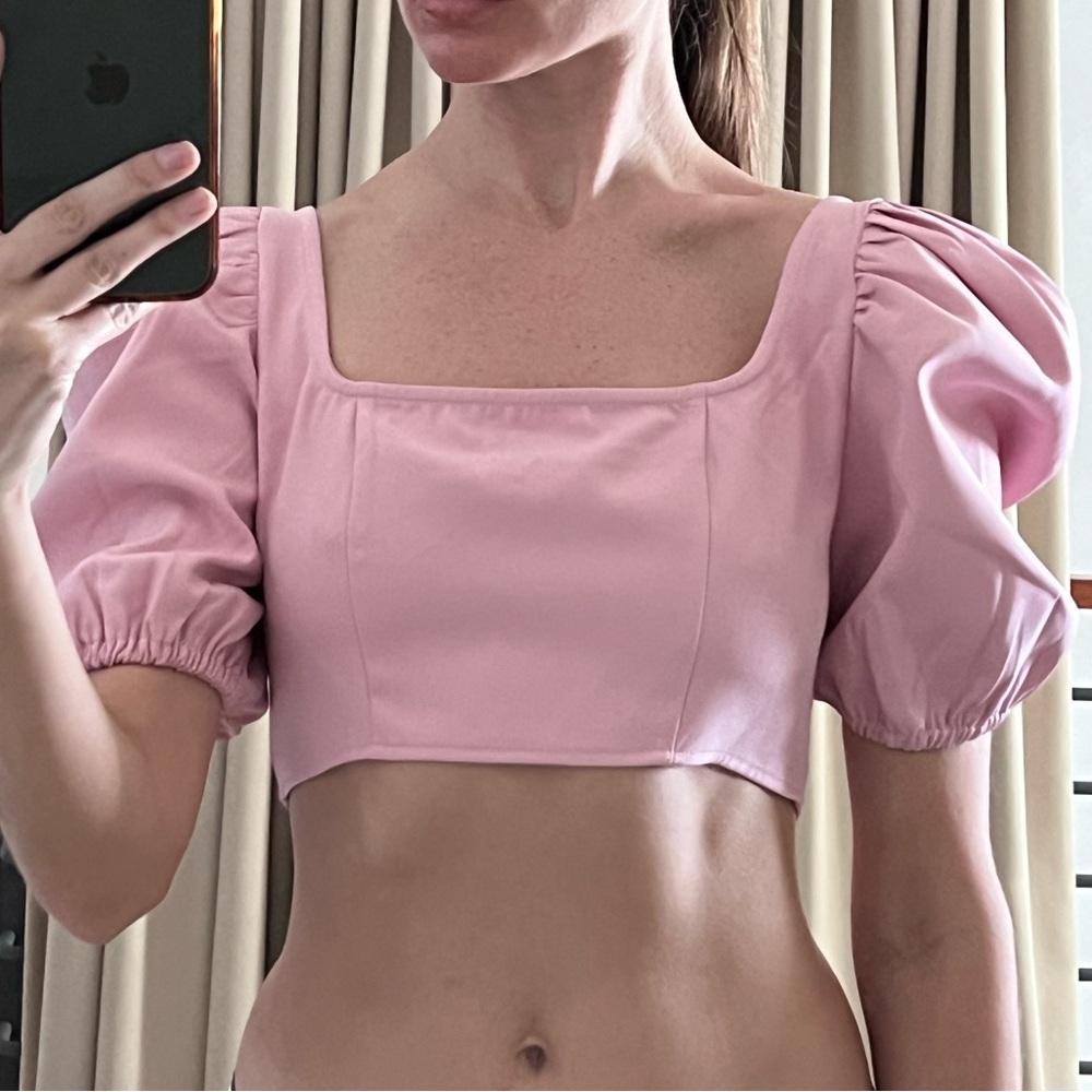 Missguided puff shoulder top pink